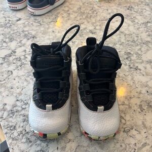 Jordan toddler White and Black Basketball Sneakers with Multicolor Outsole